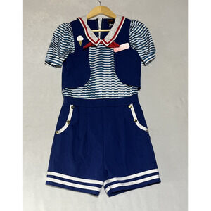 Stranger Things Robin Scoops Ahoy Ice Cream Costume Girls XL Blue One Piece